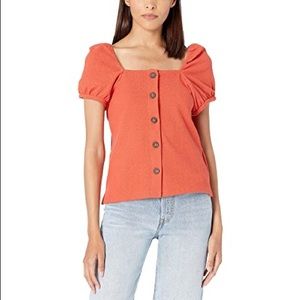 Madewell NWT Jacquard Square-Neck Puff-Sleeve Top
